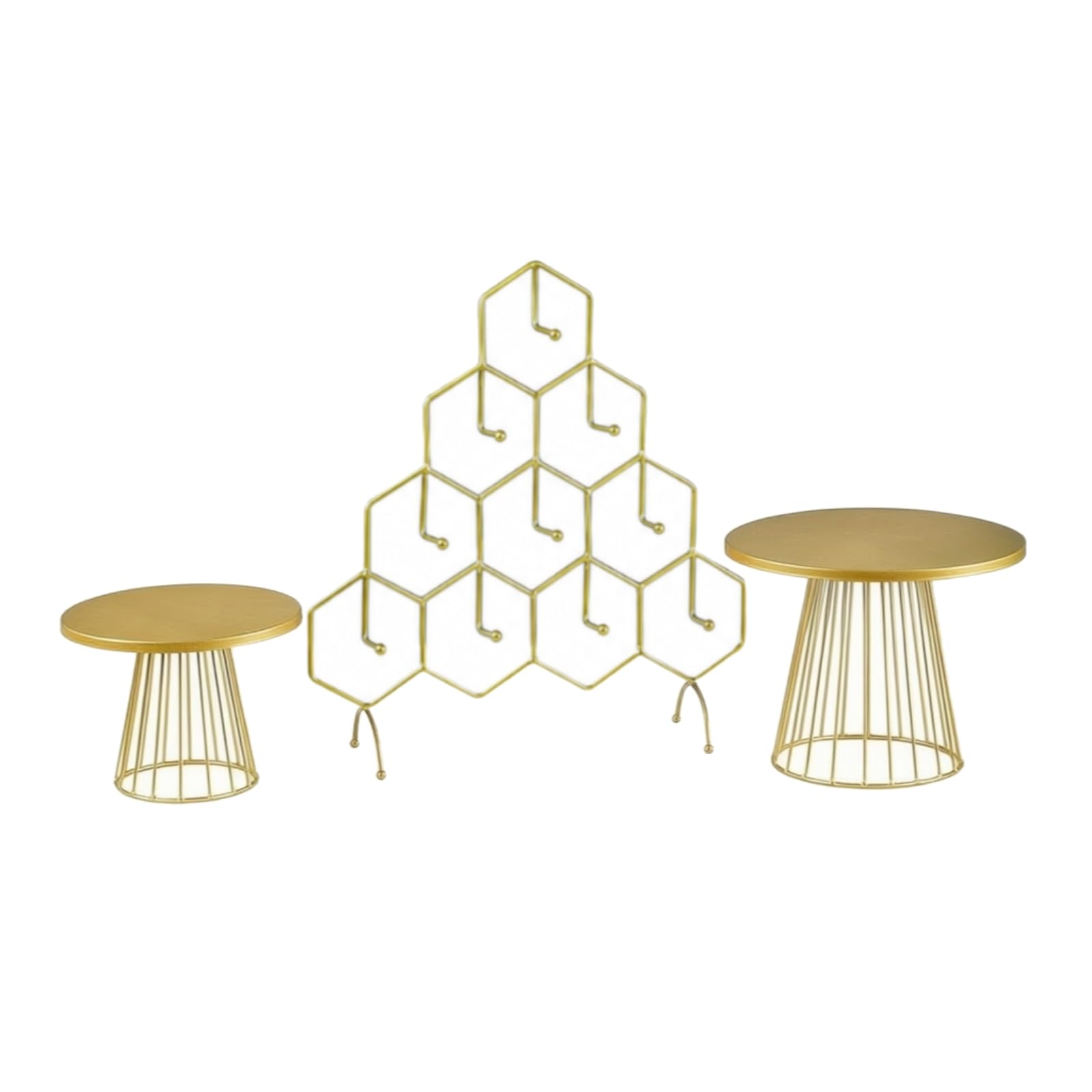 rockible 3 Piezas Torre Postres Robusto | Diseño Morno Europeo, Expositor Geométrico Mesa, Metálico, para Bodas, Bufés, Cafeterías, Reposteros, organizadores , Estilo A