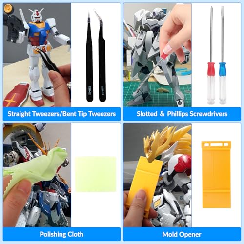 82 Stück Gundam Modeler Grundwerkzeuge, Modellbau Werkzeug Set, Hobby Bauwerkzeug Set, DIY Bastelwerkzeug Modellierungswerkzeug, für Gundam Auto Modellbau Reparieren und Befestigen