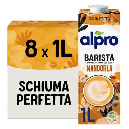 ALPRO BARISTA, bevanda alla MANDORLA, 100% vegetale, ideale con il caffè (8 confezioni x 1 Litro)