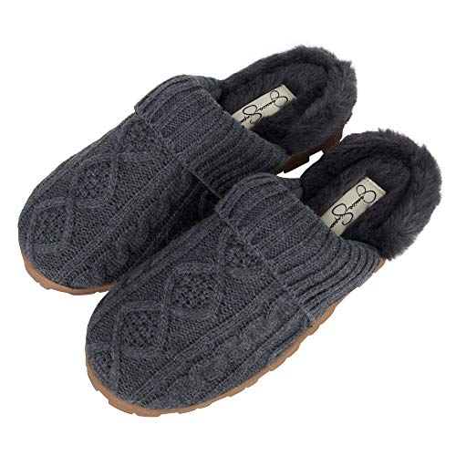 Jessica Simpson Women's Soft Cable Knit Memory Foam Clog Slippers with Indoor/Outdoor Sole2