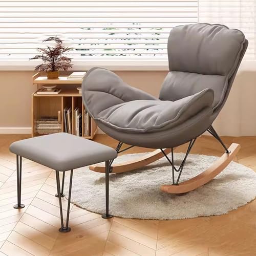 aby - Mecedora moderna de lactancia para dormitorio, cuarto de bebé, mecedora ergonómica con reposapiés y soporte lumbar, cómodo sillón para lactancia y lectura, balancín acolchado suave