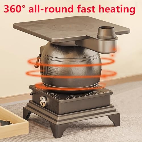 Wood Burning Potbelly Stove - Multi-Fuel Indoor/Outdoor Heater with Ash Drawer for Cooking & Heating, Perfect for Camping and Home Use