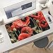 Red Poppy Flowers Leaves Desk Mat Non-Slip Laptop Writing Pad Large Keyboard Mousepad with Rubber Base 23.6