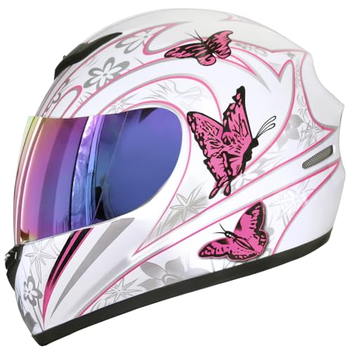 Zorax ZOR-819 Pink Butterfly S (55-56cm) Full Face Motorbike Motorcycle Helmet Road Legal ECE 2206 + Iridium Visor