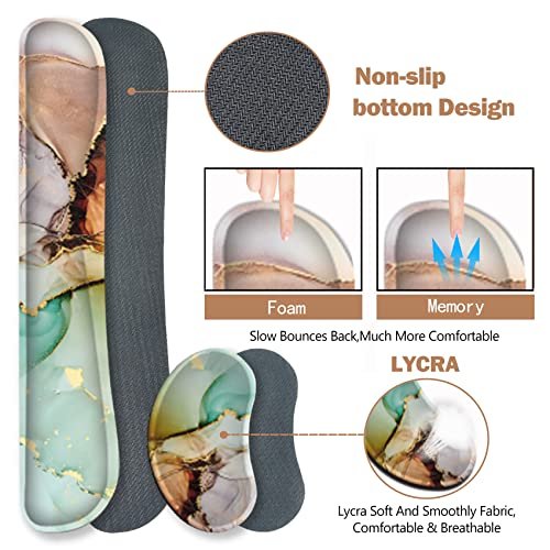 Image of ArtSo Large Gaming Mouse Pad, Keyboard Wrist Rest Pad & Wrist Support Mousepad Set, Stitched Edge, Extended, Non-Slip Base, Memory Foam Desk Mat for Office, Home, Abstract Art Marble