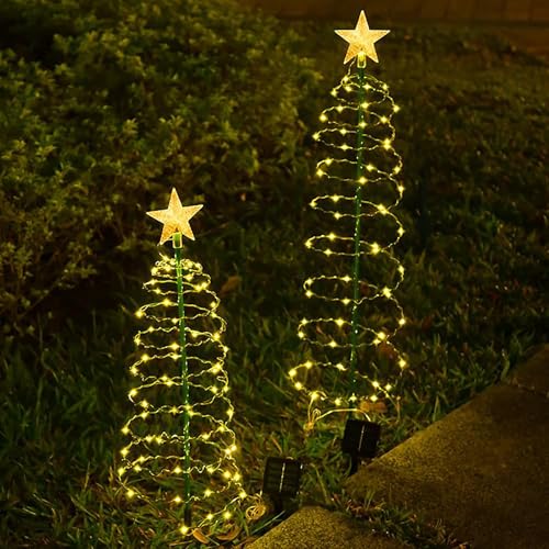 Luces de árbol de Navidad solares impermeables para iluminar un patio oscuro 4