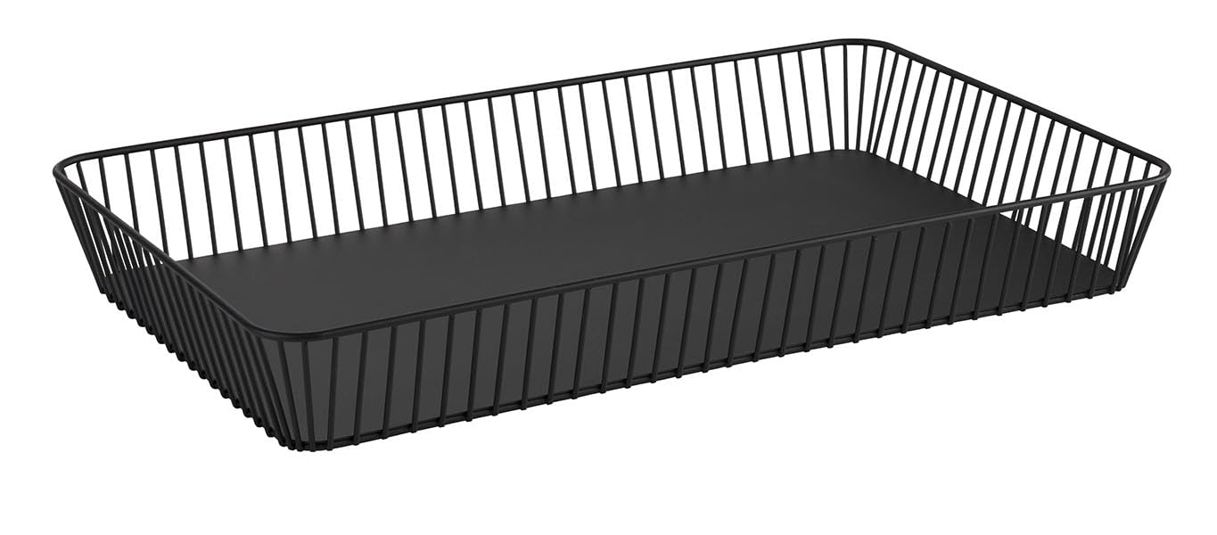 APS 30414 GN 1/1 Korb "URBAN", Metall, schwarz, mit Antirutsch-Füßchen, 53 x 32,5 cm, Höhe 7,5 cm