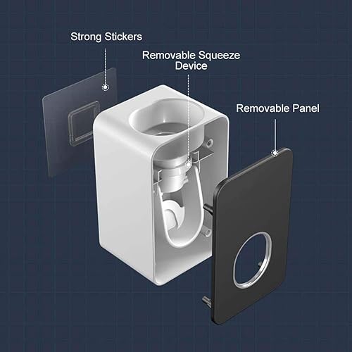 Miniatura 2 de VICKSONGS Dispensador automático de pasta de dientes montado en la pared, dispensador de pasta de dientes, exprimidor de pasta de dientes para