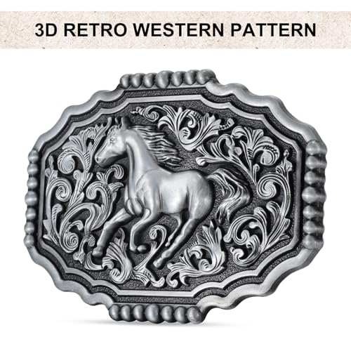 Image of Western Cowboy Belt Buckle for Men Vintage Cowboy Cowgirl Rodeo Texas Buckle Longhorn Bull Belt Buckles
