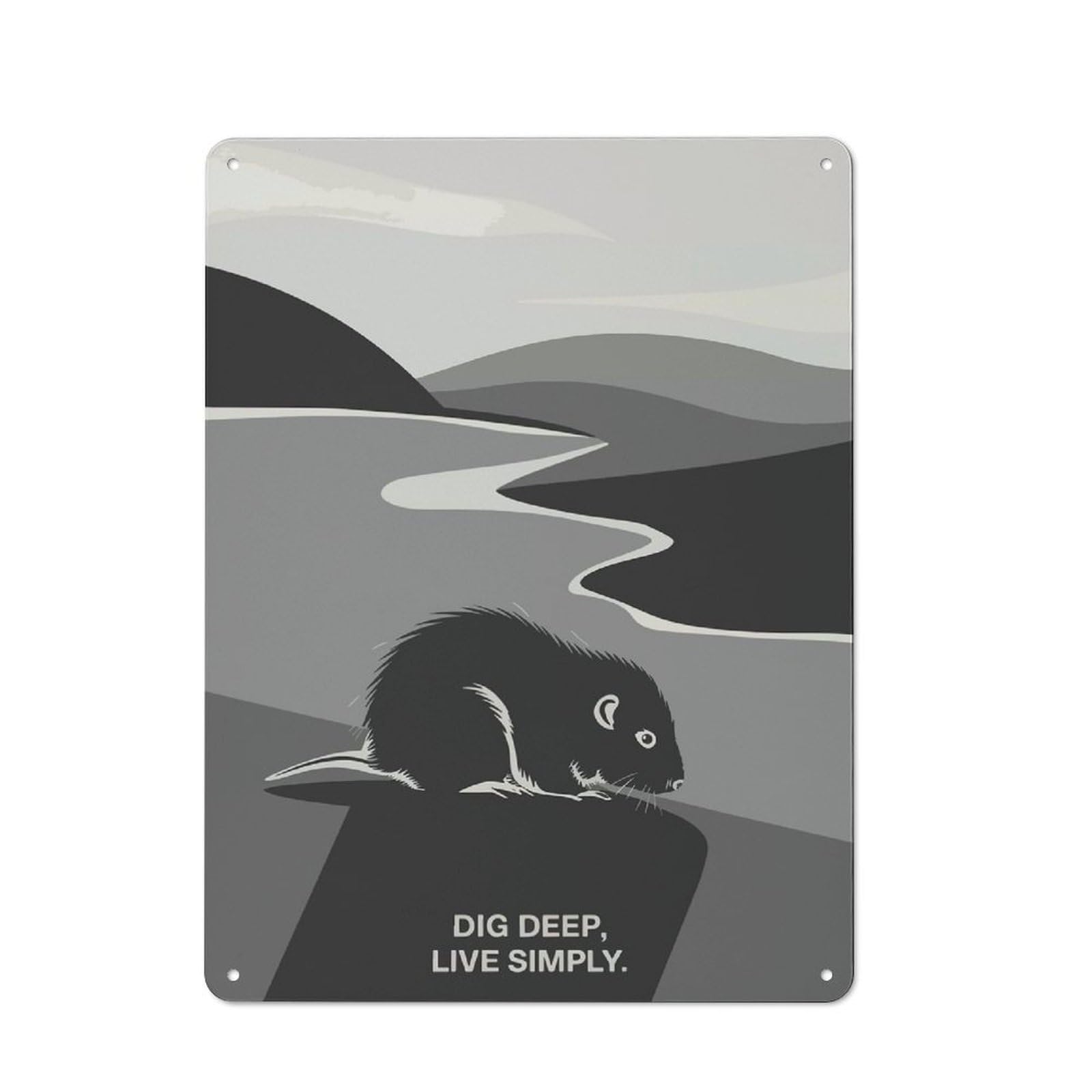 Junmoney Mole Illustration With Motivational Quote Rustic Metal Plaque 40X30cm For Guest Room Or Hallway, A Decorative Metal Sign For Guest Rooms And Hallways