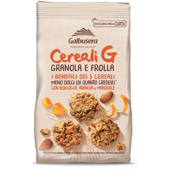 Granola E Frolla, Cereali G, Con Albicocca, Arancia e Mandorle, Pack 5 x 300 Gr