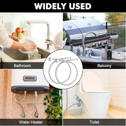 Huiguli 304 Edelstahl Anschlussschlauch Armatur G1/2 x M10, 2 Stück Panzerschlauch mit Dichtungsband, 80cm Flexschlauch Küchenarmatur für Wasserhahn Mischbatterie