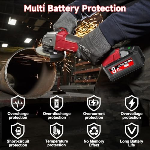2Pack 8.0Ah Replacement for Milwaukee M18 Battery Charger Kit 18V Batteries Compatible with 18 Volt 8-11-1810 48-11-1815 48-11-1820 48-11-1850 48-11-1828 48-11-1860 Cordless Power Tools - 3