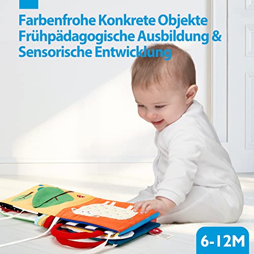 hahaland Stoffbuch Baby Spielzeug ab 0 6 Monate, Kontrast Buch mit Spiegel – Ansicht 4