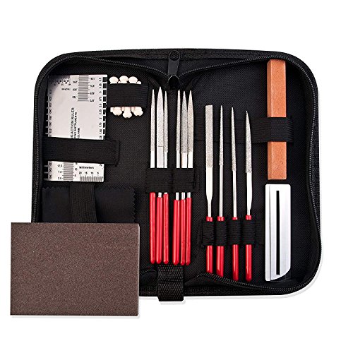 Guitar Repair Tool Kit - Luthier Accessories Setup Maintenance Tools Set for Acoustic Electric & Bass - Guitar Needle File/String Action Ruler Gauge/Grinding stone