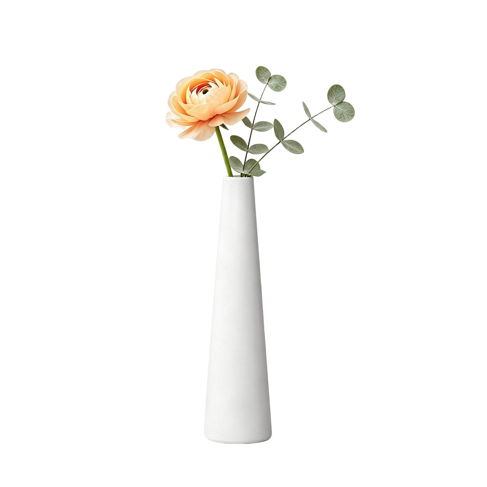 Small Ceramic Bud Vase Tall Conic Narrow Neck Single Stem Flower Vases Decorative Floral Vase Home Decor Centerpiece for Wedding Office Dining Table Decoration (Not Includes Flowers)-image-2
