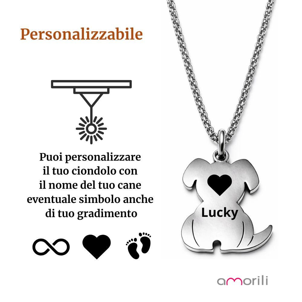 Collana con Cane Personalizzabile con Nome – Pendente Cagnolino in Acciaio Inox – Gioiello Personalizzato per Amanti degli Animali – Idea Regalo Donna Uomo