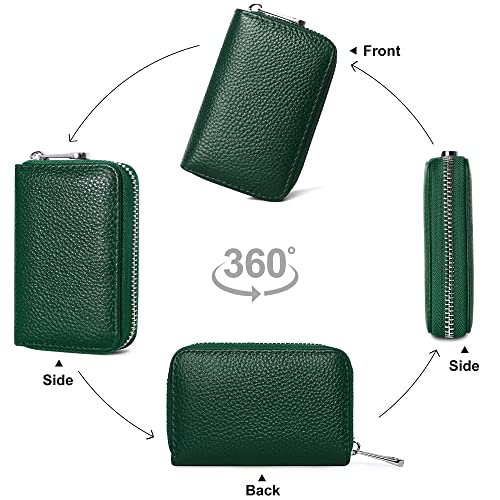 FEITH&FELLY Genuine Leather Credit Card Holder RFID Small Zipper Card Case Wallet for Women & Men4