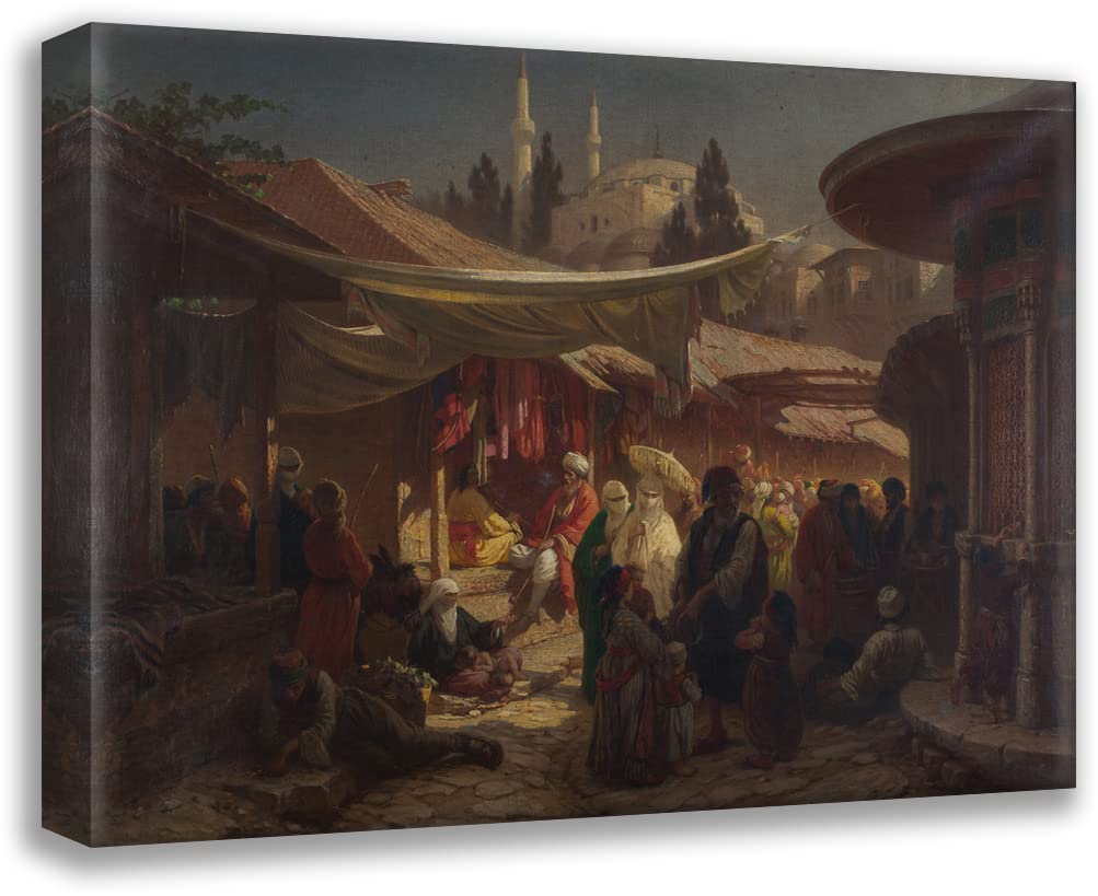 ArtDirectArtDirect Alois Schönn 24x19 Gallery Wrapped Canvas Museum Art Print Titled: Turkish Bazar (1862-1868)