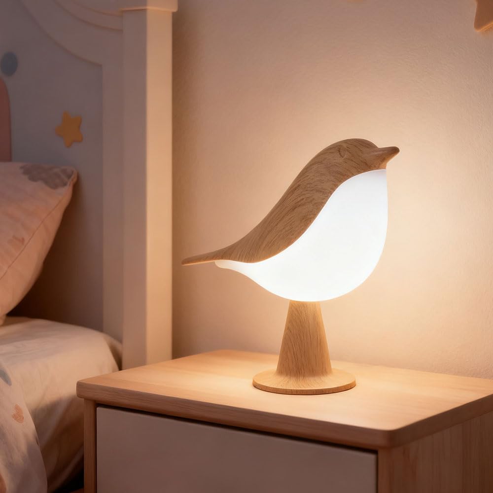 IFTHFOUR Bird Cordless Table Lamp, Small Cordless Bedside Lamp with 3 Color Temperature, Touch Sensor & Rechargeable Battery - Night Light for Kids,