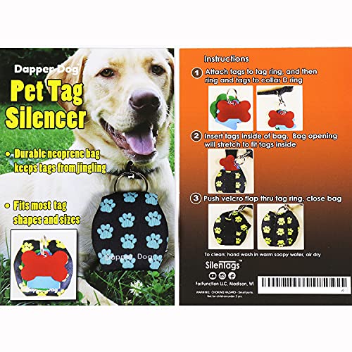 Image of Dapper Dog - Dog Tag Silencer with Tag Ring (Blue Paw Prints)