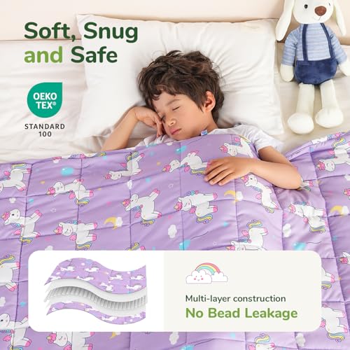 Image of Sivio Weighted Blanket 3lbs, Small Cooling Heavy Blankets, Soft Breathable Weighted Throw Blanket for Sleep, Washable, 36 inchx48 inch-3lb, Purple Pony Pauly