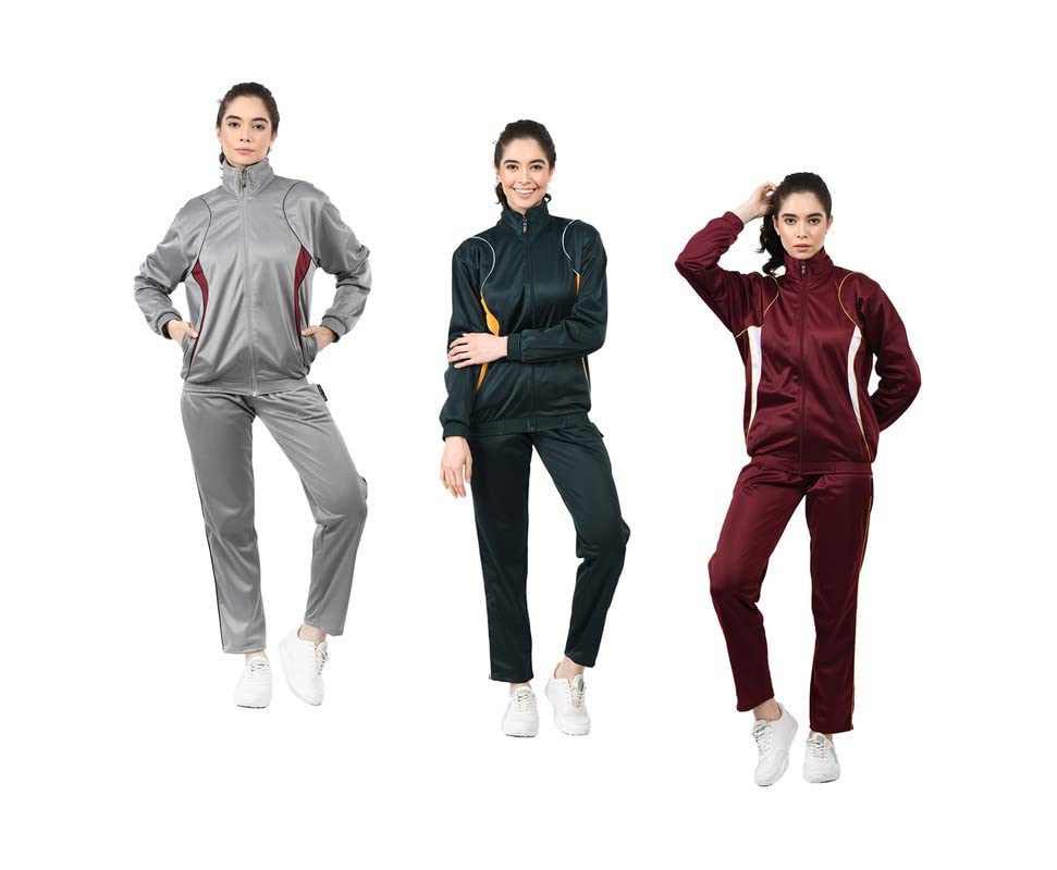 Image of KAYU Women Solid Stylish Polyester Zipper Tracksuits for Winter (Pack of 3)