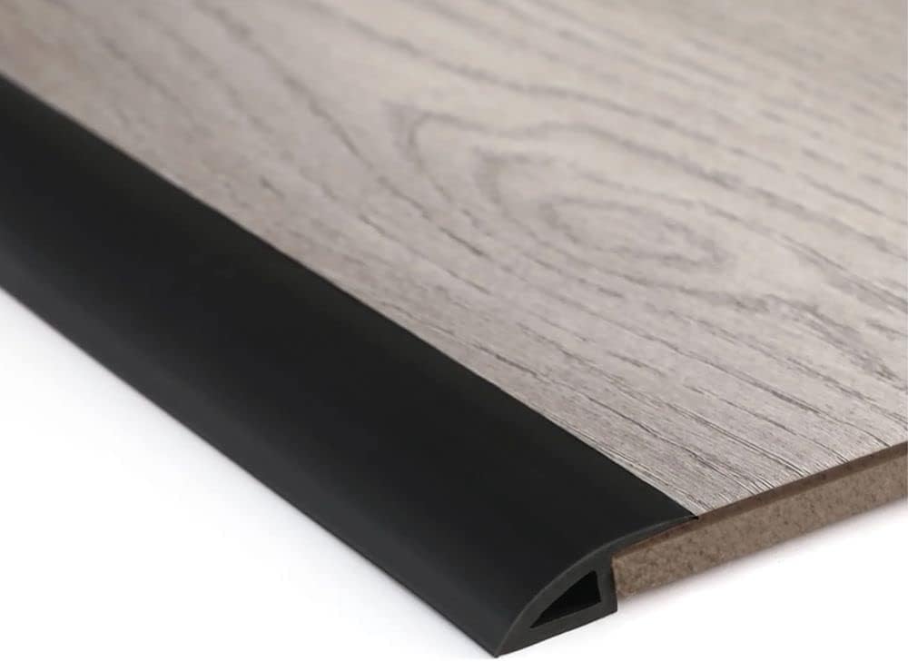 Zayejod 3 Meters Black Carpet Trim Self Adhesive PVC Laminate Floor Door Doorway Transition Threshold Strip Tile Edgings Rubber Flooring Edge Strip(Cover Height Within 10mm)