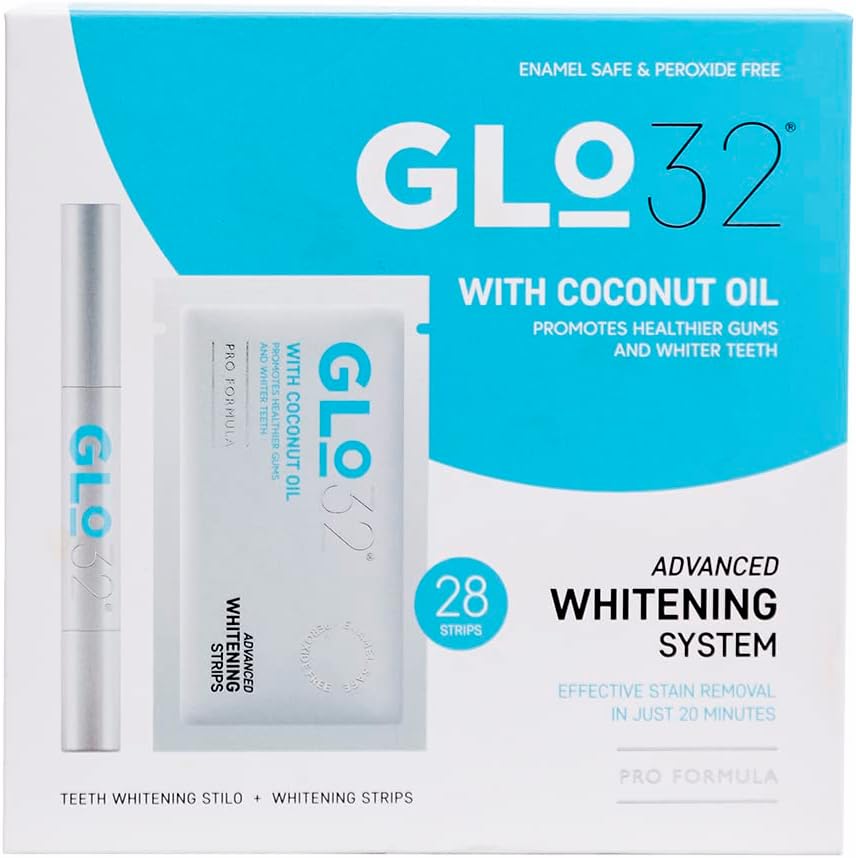GLO32 Advanced Teeth Whitening System 28 Teeth Whitening Strips + 1