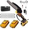VOLTIX Mini Motosega a Batteria 6 Pollici, Motosega Elettrica Portatile per Potatura, Sega a Batteria per Legno con 2 Batterie, Motosega Elettrica Compatta con Catena di Ricambio per Giardinaggio
