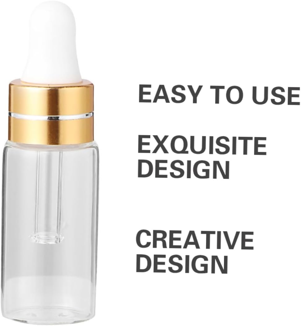Outanaya 50Pcs Clear Travel Perfume Vial Containers Leakproof Dropper Bottles for Essential Oils Serum and Liquids for Travel and Daily Use