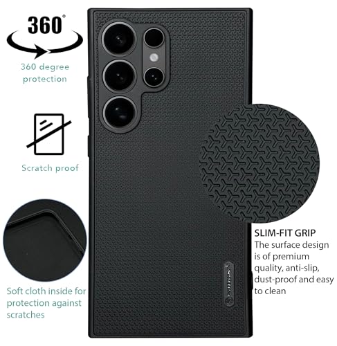 Image of NIUKIN Super Frosted Shield Pro Soft Back Case for Samsung Galaxy S24 Ultra | Shockproof Scratchproof Cover (TRI Black)