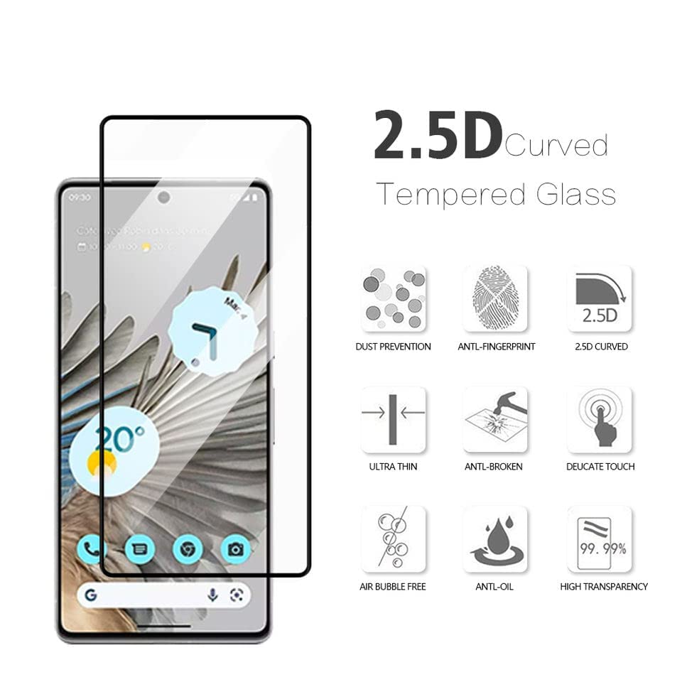 Image of Advanced Premium Tempered Glass Screen Protector Guard For Google Pixel 7 (Black, Pack of 1) Full Glue Edge to Edge Coverage with Easy Installation Kit- By Blackwik