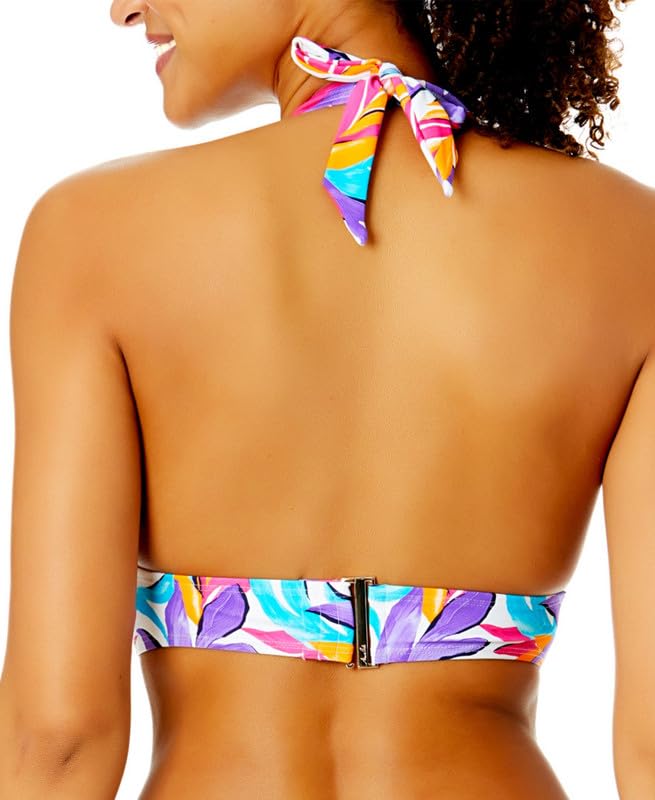 Anne Cole Women's Marilyn Printed Halter Bikini Top (White Print, D)3