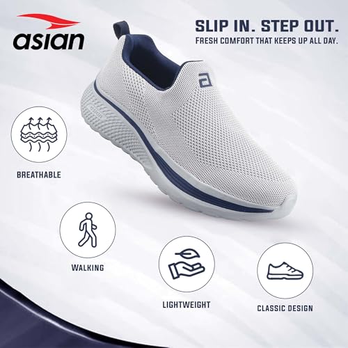 Image of ASIAN Wonderwalk-11 Men's Walking Shoes | Ultra-Light Slip-On Comfort with Cushioned Sole | Breathable, Stylish, Perfect for Work, Travel & Daily Use