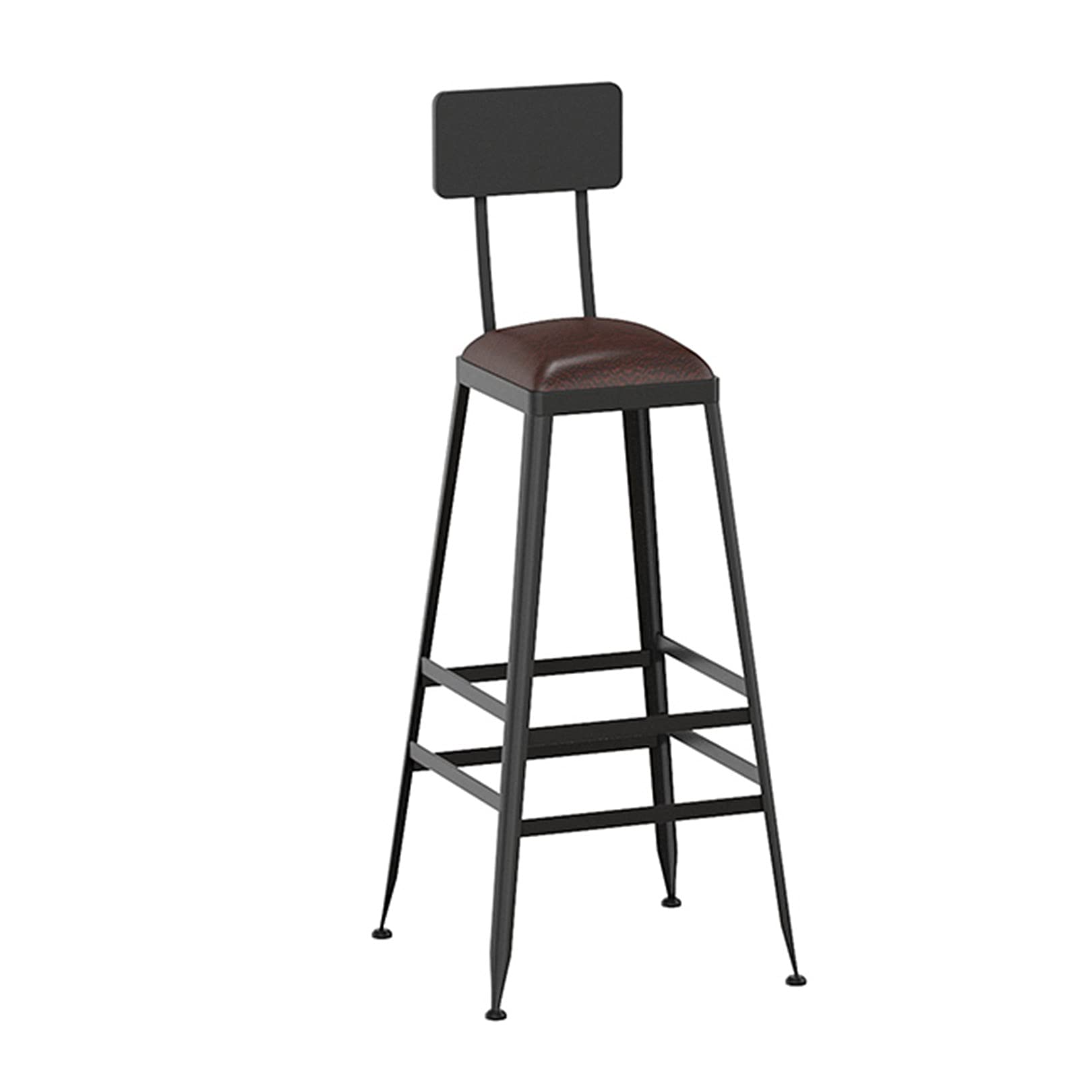 Tabouret de bar 65cm avec dossier et assise simili cuir pieds métal pour îlot