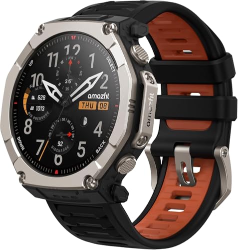Amazfit T-Rex Ultra 2 Smartwatch, 51 mm, AMOLED de safira de 1,5', bateria 30 dias, mapas offline, resistência 10 ATM, 180 modalidades esportivas para Android e iOS_Preto