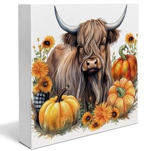 Farmhouse Fall Decor Autumn Decorations Pumpkin Cow Wooden Sign Fall Home Decor Indoor for Desk Table Shelf 5 X 5 Inches Farmhouse Fall Decor Autumn Decorations Pumpkin Cow Wooden Sign Fall Home Decor Indoor for Desk Table Shelf 5 X 5 Inches