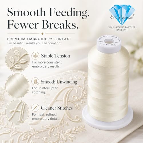 Image of Simthread 5000M 40WT Polyester Embroidery Thread, Soft Sunlight S018 | 5000M 40WT polyester thread feeds smoothly for machine embroidery, monograms, logos, patches and quilting.