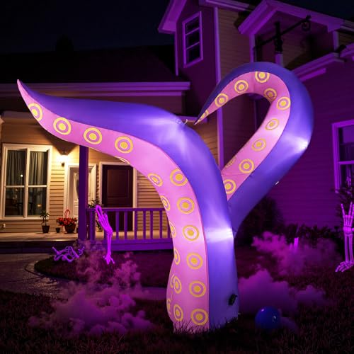 Tangkula 6.5 Ft Inflatable Tentacles Blow up Octopus Legs Window Decoration with LED Lights Suction Cups Holiday Car Window Decoration for SUV RV Garden Yard Lawn