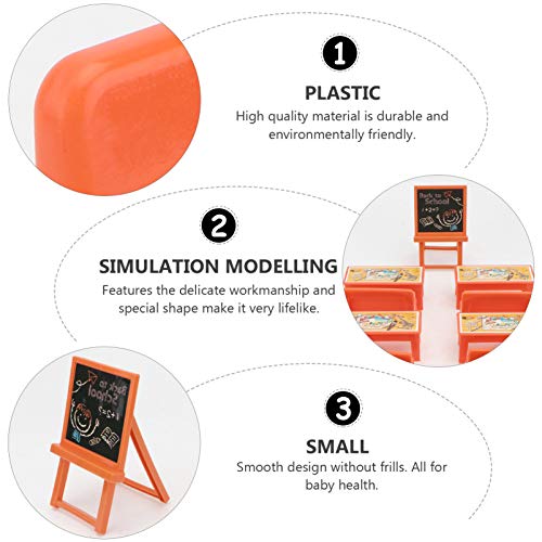 TOYANDONA 13pcs Dollhouse Klassenzimmer Miniatur Tafel Schreibtisch Und Stuhl Klassenzimmer Modell Puppenstube Miniatur… – Bild 5