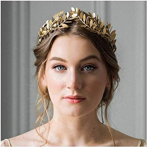 Sither Bridal Leaves Headband Gold Leaf Crown Vintage Wedding Olive Branch Crown Tiara Carnival Hair Accessories for Women and Girls on Greek Themed Toga Party Cover