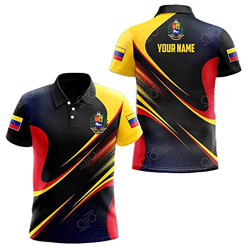 Customize Venezuela Coat of Arms Special Dot Pattern Unisex Adult Polo Shirt, Mens Polo Shirts for Gifts, Short Sleeve Men's Shirt Colorful
