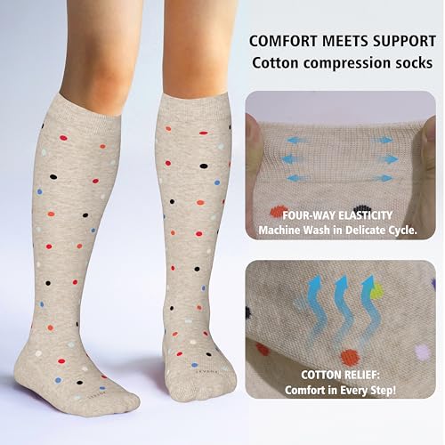 Image of LEVSOX Cotton Compression Socks for Women&Men 20-30mmHg Knee High Cute Support Sock for Nurses Pregnancy Travel