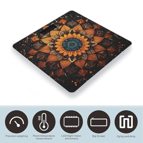 Báscula digital Mandala de vidrio templado para baño miniatura 3