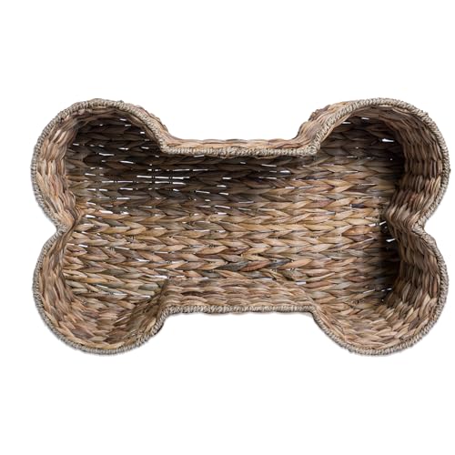 Image of Bone Dry DII Medium Hyacinth Bone Shape Storage Basket, 21x13x8, Pet Organizer Bin for Home Decor, Pet Toy, Blankets, Leashes and Food
