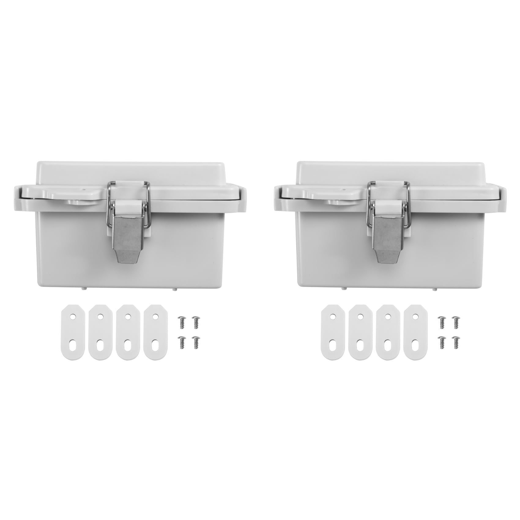 Jnchdghwa As Shown 2X Outdoor Electrical Junction Box Abs Plastic & Hinged Cover Stainless Steel Ip67 For Electrical Projects