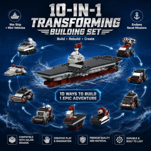 Image of SKY LINE OCEAN Parent Ship Building Set Series 1000 Pcs (10 in 1 War Ship)