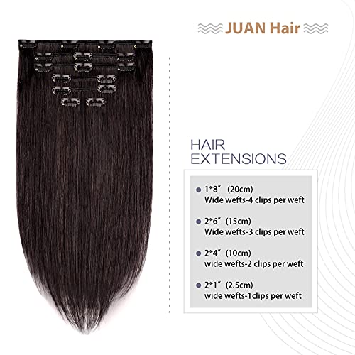 Clip In Hair Extensions Real Human Hair 70G Dark Brown 100% Remy Human Hair Clip In Extensions Soft Silky Straight 7Pcs 16Clips One Pack (22 Inch #2) #TOP2