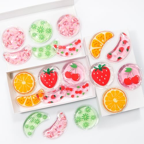 Image of 4PCS Gel Eye Ice Pack Set, Cold & Hot Compress, Reusable Cooling Gel Pads for Strain Relief, Relaxation, SPA and Sleep(Cherries)